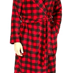 New Mens Club Room Red Black Plaid Robe